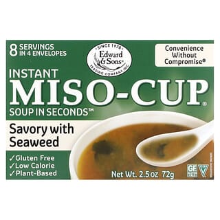 Edward & Sons, Instant Miso-Cup, Savory with Seaweed, 4 Envelopes, 2.5 oz (72 g)