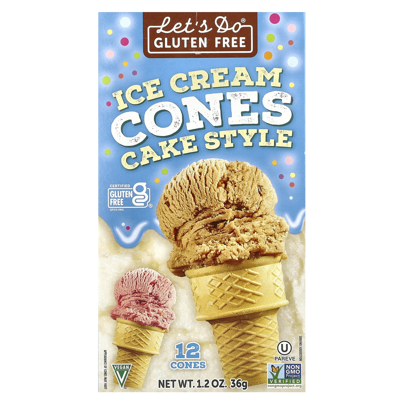 グルテンフリーアイスクリームコーン、ケーキスタイル、12コーン