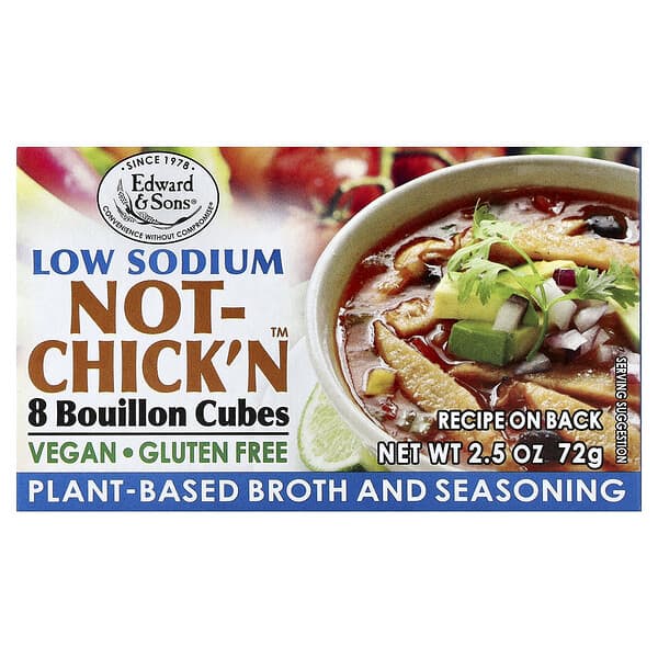 Edward & Sons, Not-Chick'n™ 부용 큐브, 저염, 큐브 8개