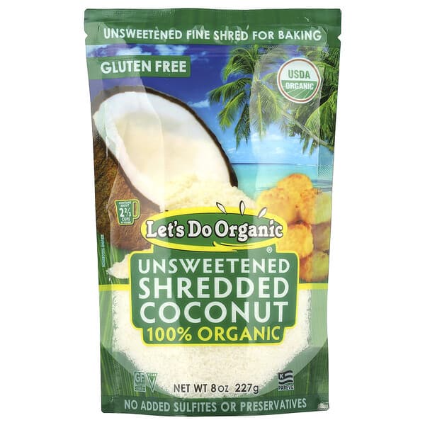 Edward & Sons, Let's Do Organic, 100% Organic Unsweetened Shredded Coconut, 8 oz (227 g)