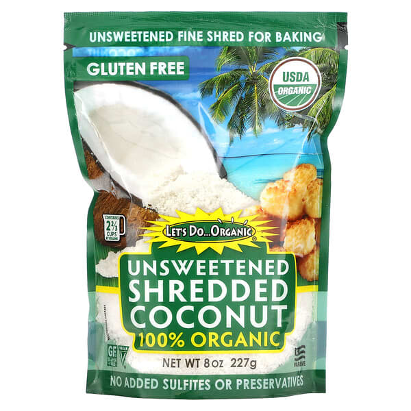 Edward & Sons, Edward & Sons, Let's Do Organic, 100% Organic Unsweetened Shredded Coconut, 8 oz (227 g)