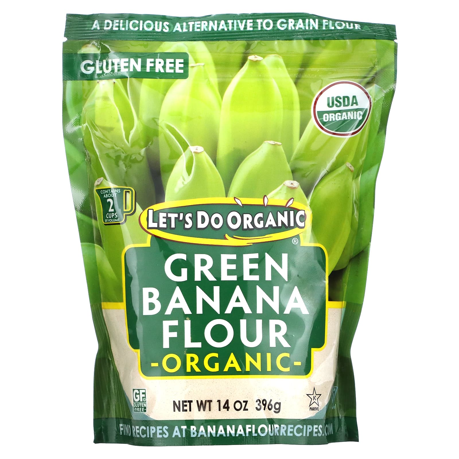 Let's Do Organic、オーガニック・グリーンバナナ粉、14 oz (396 g)