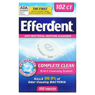 Efferdent, Антибактериальное средство для очищения зубных протезов, комплексная очистка, 102 таблетки