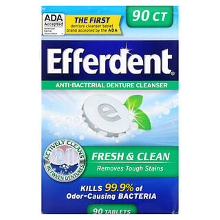 Efferdent, Anti-Bacterial Denture Cleanser, Fresh & Clean, 90 Tablets