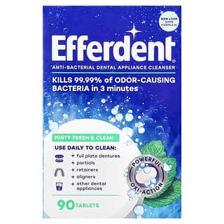 Efferdent, Anti-Bacterial Dental Appliance Cleanser, Minty Fresh & Clean, 90 Tablets