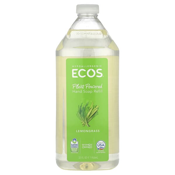 Earth Friendly Products, Ecos®, 식물성 핸드솝 리필, 레몬그라스, 946ml(32fl oz)