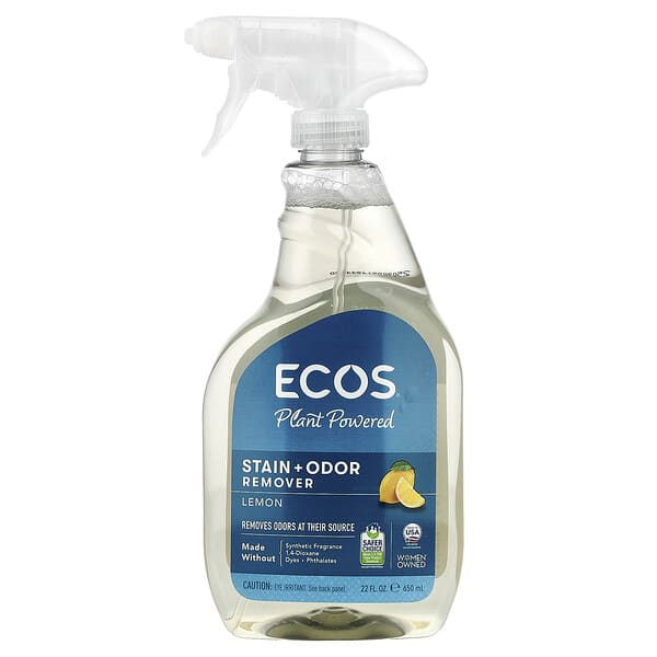 Earth Friendly Products, Ecos®, Quitamanchas y quitamanchas de origen vegetal, Limón, 650 ml (22 oz. líq.)
