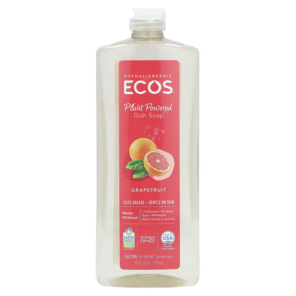 Earth Friendly Products, Ecos®, 식물성 주방 세제, 자몽, 739ml(25fl oz)