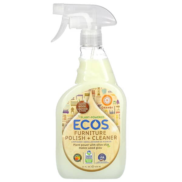 Earth Friendly Products, Ecos，家具拋光劑 + 清潔劑，橙子香，22 液量盎司（650 毫升）
