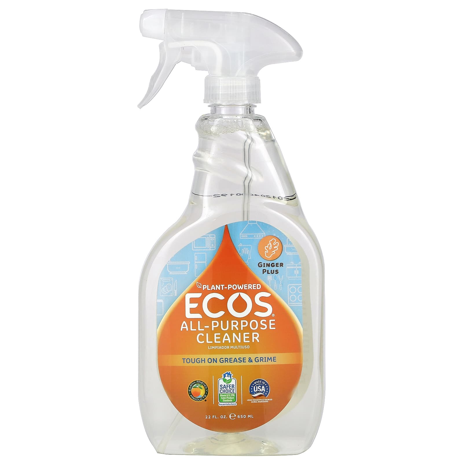 Earth Friendly Products, Ecos, All Purpose Cleaner, Ginger Plus, 22 fl ...