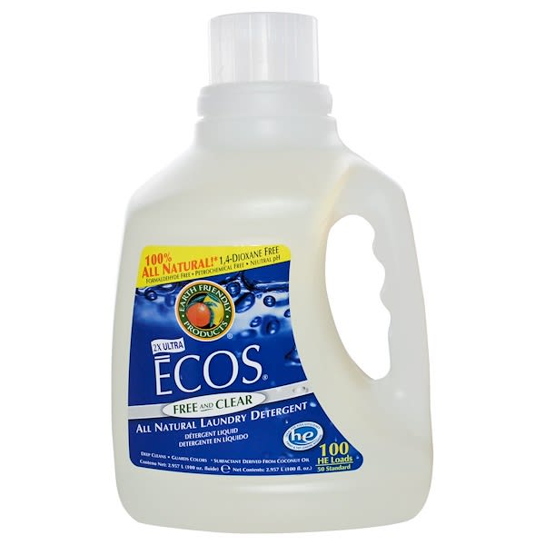 Earth Friendly Products, Ecos All Natural Laundry Detergent, Free & Clear, 100 fl oz (2.957 L) (Товар снят с продажи) 