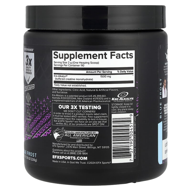 Kre-Alkalyn EFX Powder, Blue Frost, 7.76 oz (220 g)