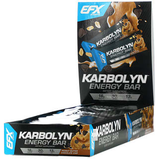 EFX Sports, Barre énergétique Karbolyn, Beurre de cacahuètes et pépites de chocolat, 12 barres, 60 g chacune