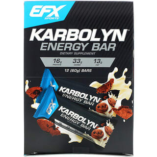 EFX Sports, Karbolyn Energy Bar, печенье и сливки, 12 батончиков, 2,12 (60 г) каждый  