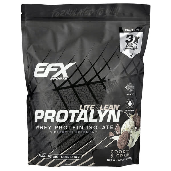 EFX Sports, ізолят сироваткового протеїну Protalyn®, печиво з вершками, 907 г (2 фунти)