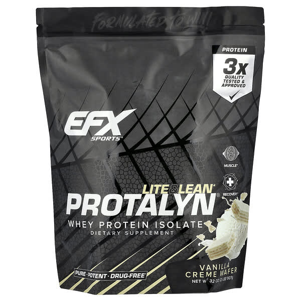 EFX Sports, Protalyn® 분리유청단백질, 바닐라 크림 웨이퍼, 907g(2lb)