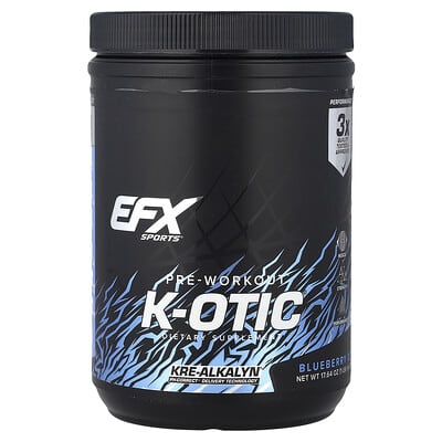 EFX Sports, K-otic® 鍛鍊前補劑，藍莓爆漿味，1 磅 1.64 盎司（500 克）