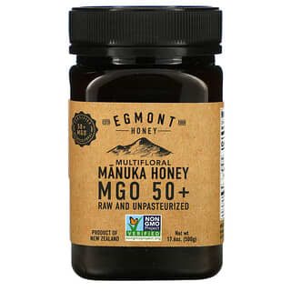 Egmont Honey, 雜花麥盧卡蜂蜜，未加工且未經巴氏滅菌，MGO 50+，17.6 盎司（500 克）