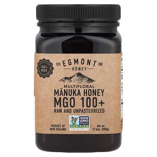 Egmont Honey, Mel de Manuka multifloral, cru e não pasteurizado, MGO 100+, 500 g (17,6 oz)