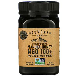 Egmont Honey, 杂花麦卢卡蜂蜜，未加工且未经巴氏除菌，MGO 100+，17.6 盎司（500 克）