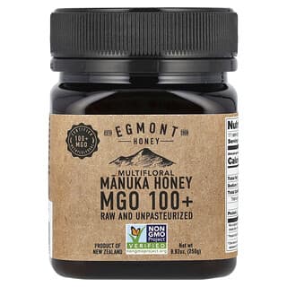 Egmont Honey, Mel de Manuka multifloral, cru e não pasteurizado, MGO 100+, 250 g (8,82 oz)