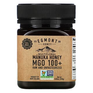 Egmont Honey, 杂花麦卢卡蜂蜜，未加工且未经巴氏除菌，MGO 100+，8.82 盎司（250 克）