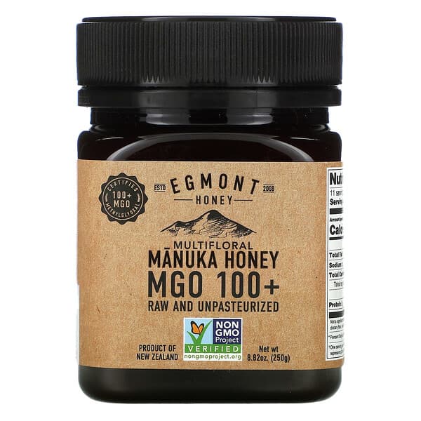 Egmont Honey, Miel de manuka multifloral, cruda y sin pasteurizar, MGO 100+, 250 g (8,82 oz)