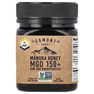 Egmont Honey‏, דבש מאנוקה, גולמי ולא מפוסטר, UMF 7+‎, MGO 150+‎, 250 גרם (8.82 אונקיות)