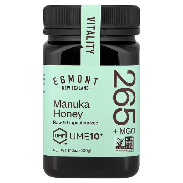 Egmont Honey, 麥盧卡蜂蜜，未加工且未經巴氏除菌，UMF™10+，MGO 265+，17.6 盎司（500 克）