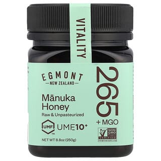 Egmont Honey, 麥盧卡蜂蜜，未加工且未經巴氏除菌，UMF™10+，MGO 265+，8.8 盎司（250 克）