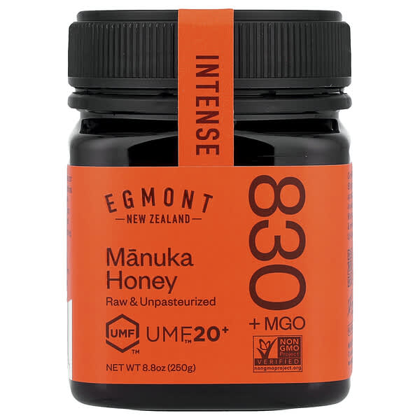 Egmont Honey, 麥盧卡蜂蜜，原始未巴氏除菌，UMF™ 20+，MGO 830+，8.8 盎司（250 克）