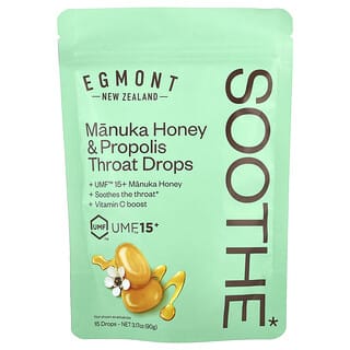 Egmont Honey, 마누카 꿀 & 프로폴리스 인후 드롭, 15개입, 90g(3.17oz)