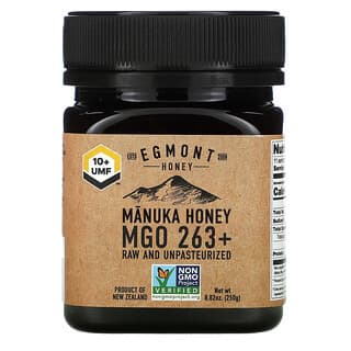 Egmont Honey, Mel de Manuka, cru e não pasteurizado, MGO 263+, 250 g (8,82 oz)