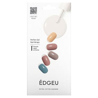 Edgeu, Perfect Gel Nail Wraps, ENT204, Baumwolle und Kaschmir, 16-teiliges Streifenset