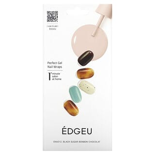 Edgeu, Perfect Gel Nail Wraps, ENA212, czekoladowa bombonierka z czarnym cukrem, 16-częściowy zestaw pasków