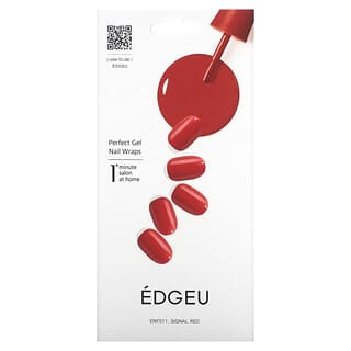 Edgeu, Perfect Gel Nail Wraps, ENF511, Signal Red, 16 Piece Strips Set
