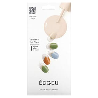 Edgeu, Envolturas de uñas de gel perfectas, ENA711, Francés antiguo, Set de 16 tiras