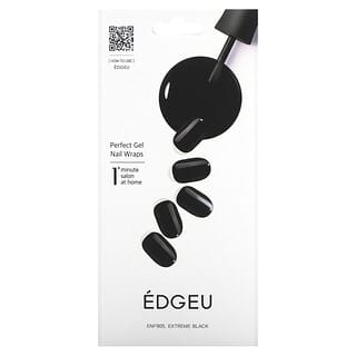 Edgeu, Perfect Gel Nail Wraps, ENA905, Extreme Black, 16 Piece Strips Set