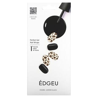 Edgeu, Perfect Gel Nail Wraps, ENA906, Leoparden-Schwarz, 16-teiliges Streifen-Set
