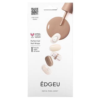 Edgeu, Perfect Gel Nail Wraps, perfekte Gel-Nagelfolien, ENP216, Perlenmedaillon, 16-teiliges Streifen-Set