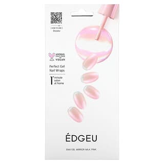 Edgeu, Perfect Gel Nail Wraps, ENA 139, Mirror Milk Pink, 16 Piece Strips Set