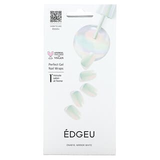 Edgeu, Perfect Gel Nail Wraps, ENA816 Mirror White, 16-teiliges Streifen-Set