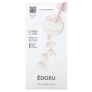 Edgeu, 精緻凝膠指甲包膜，ENA144，Mirror Pink Beige，16 貼套裝