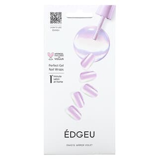 Edgeu, Perfect Gel Nail Wraps, ENA319, Mirror Violet, 16 Piece Strips Set