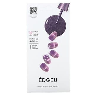 Edgeu, Perfect Gel Nail Wraps, ENA321, Lila Nachtmagnet, 16-teiliges Streifen-Set