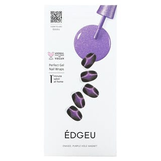 Edgeu, Perfect Gel Nail Wraps, ENA322, fioletowy magnes otworkowy, 16-częściowy zestaw pasków