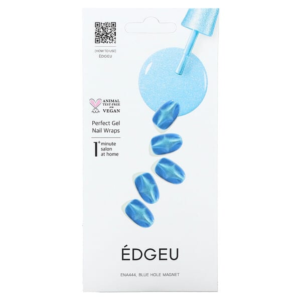 Edgeu, 精致凝膠指甲包膜，ENA 444 Blue Hole Magnet，19 件套