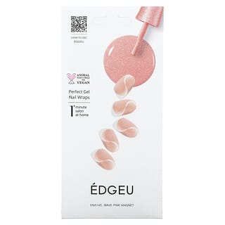 Edgeu, Гелевые обертывания для ногтей Perfect, ENA145, розовый магнит, набор из 16 полосок