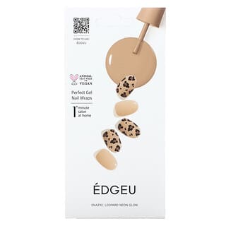 Edgeu, Perfect Gel Nail Wraps, ENA232, Leopard Neon Glow, 16 Piece Strips Set