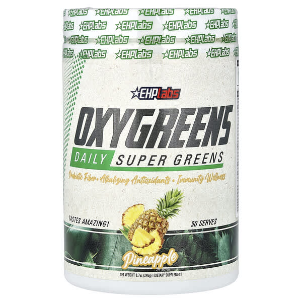 EHPlabs, OxyGreens, 데일리 슈퍼 그린스, 파인애플, 246g(8.7oz)
